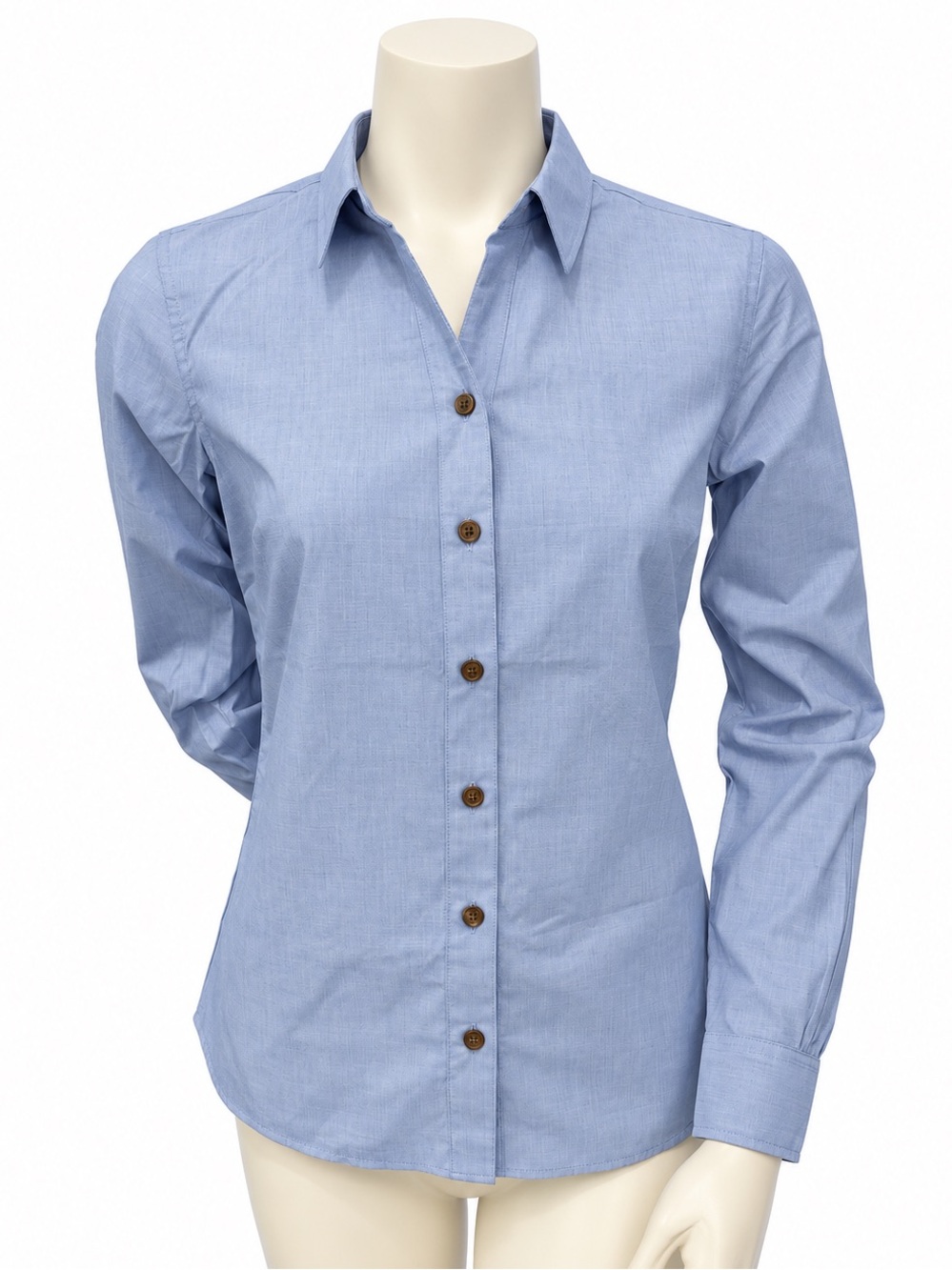 CLIQUE Women’s Button Down Shirt Small Blue Long Sleeve Cotton Blend NWT